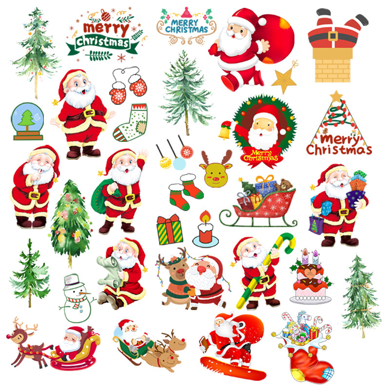 圣诞快乐手帐贴纸merrychristmas贴画和纸圣诞老人diy防水装饰贴