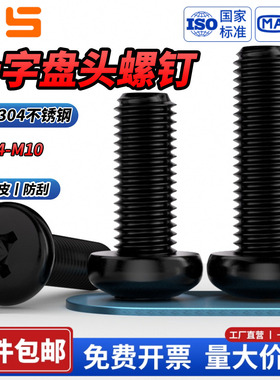 NS黑色304不锈钢十字圆头小螺丝螺钉盘头加长螺栓M2M3M4M5M6M8M10