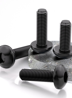 黑色316不锈钢盘头内六角螺丝钉ISO7380半圆蘑菇螺栓M3M4M5M6-M10