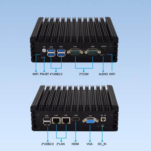 迷你工控主机双网双串i3/i5 六代7代6200U/7200U无风扇嵌入式软路