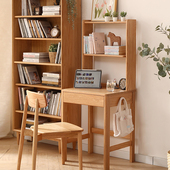 实木书桌书架一体橡木儿童学习桌床头简约电脑桌北欧60cm书房卧室