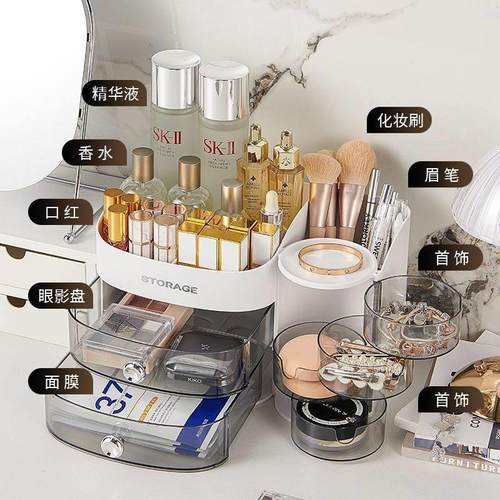 化妆品收纳盒桌面高级感防尘家用大容量台面口红护肤品整理置物架