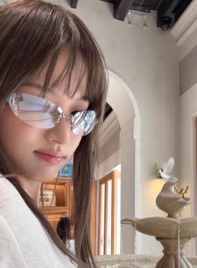 2025新款y2k太阳眼镜无框渐层亚裔辣妹千禧风高级感拍照出片太阳