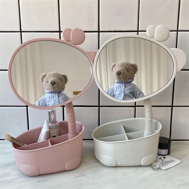 日本进口精工台式化妆镜宿舍流行镜子公主旋转存储化妆镜的风格