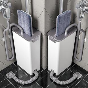 大型拖把，自动换水，一体式拖把桶，带排水管的家用旋转拖把，地