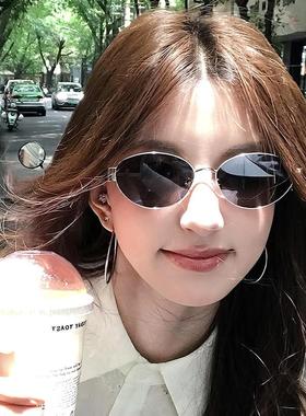 覆古老钱风金属椭圆形太阳眼镜女款2025新款高级感防晒UV400太阳