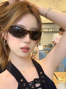 欧美粗边框椭圆形猫眼复古时髦辣妹大框豹纹夏日墨镜太阳镜显脸小