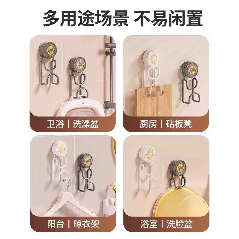 下【单立减0】免钉5安装无品牌/可调节盆收纳钩浴室门后吸盘挂钩