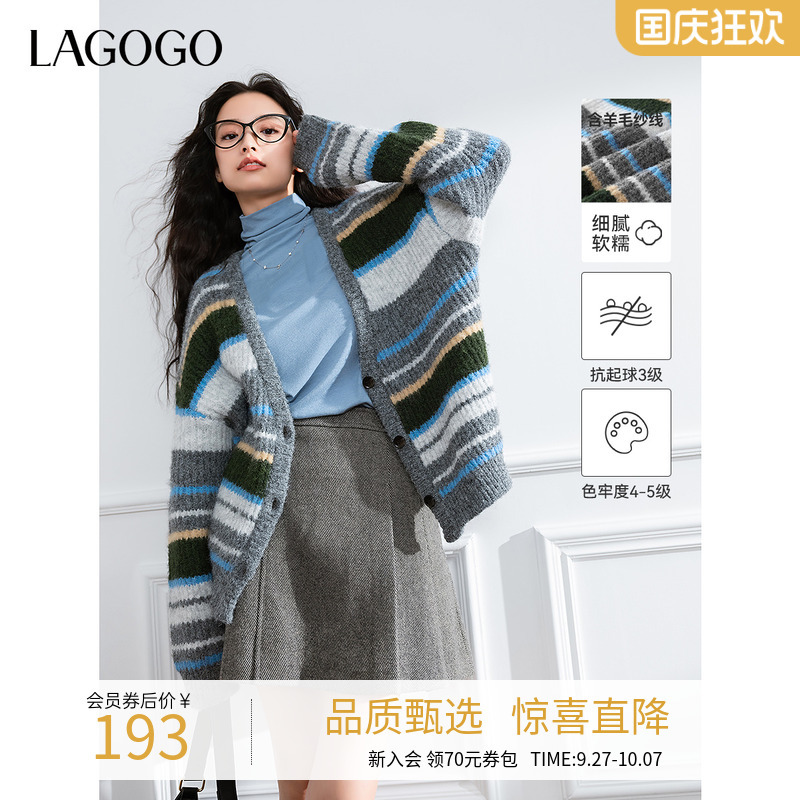 V领设计 经典撞色条纹