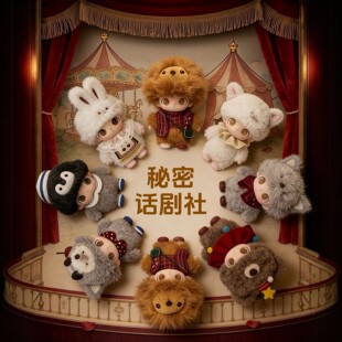 POPMART泡泡玛特DIMOO秘密话剧社搪胶毛绒挂件盲盒玩偶礼物耳机包