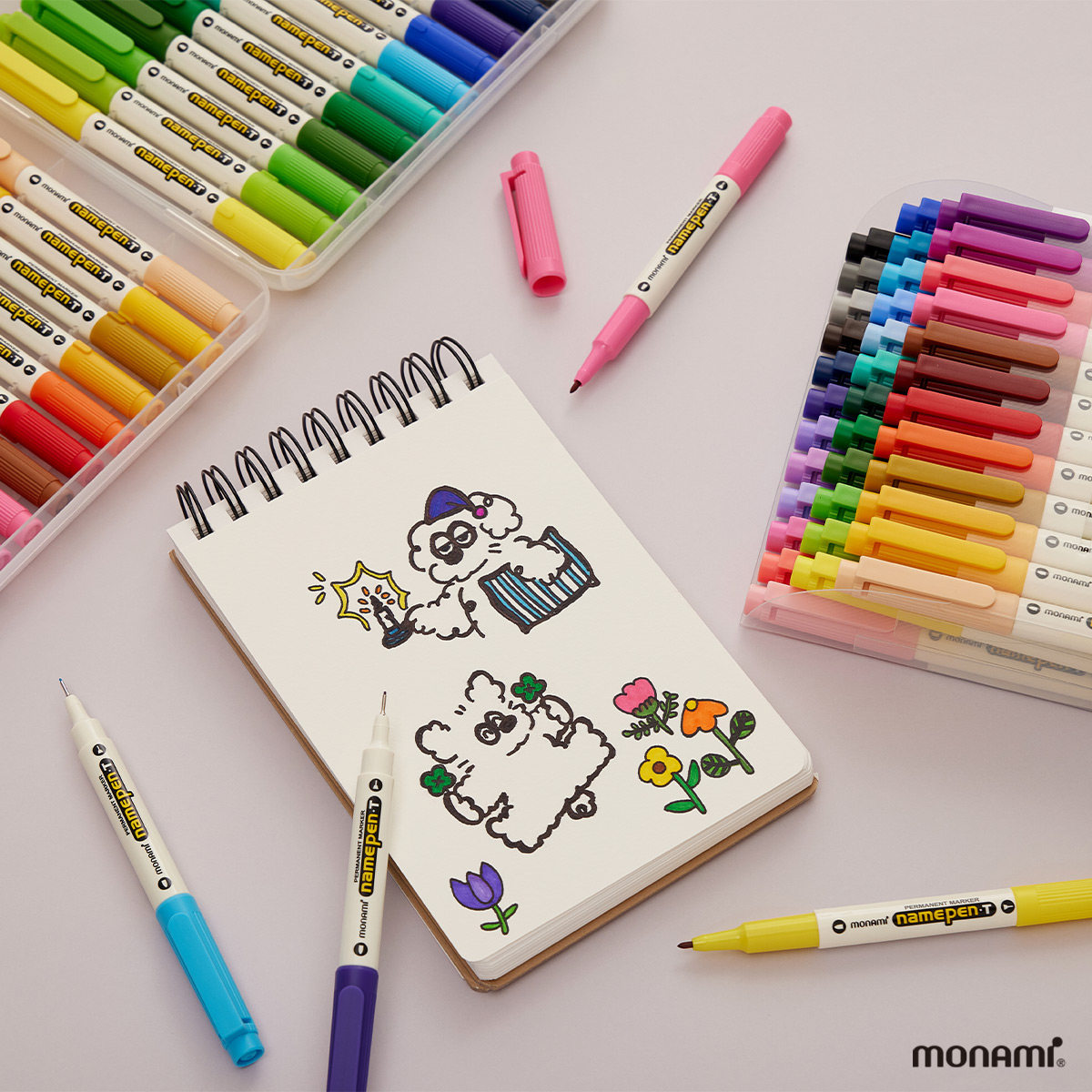 慕那美monami进口双头油性速干防水记号笔12色24色36色彩色套装塑料玻璃光滑纸可写物流记号笔唛头笔签名笔