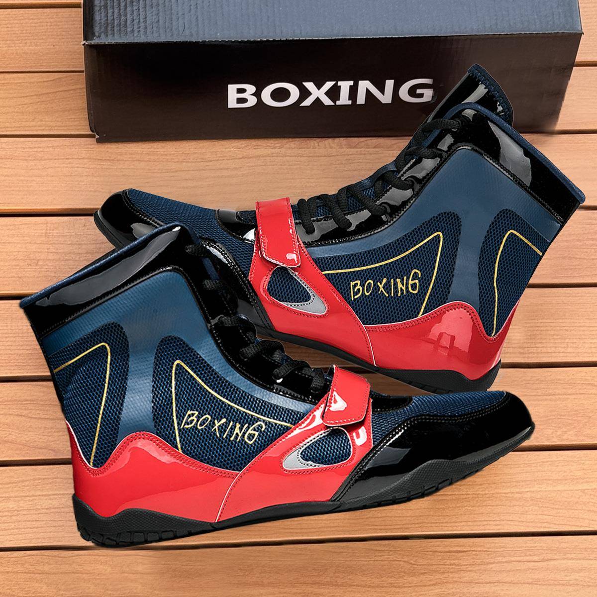 专业摔跤鞋男高帮拳击鞋格斗搏击鞋武术比赛训练鞋健身泰拳散打鞋