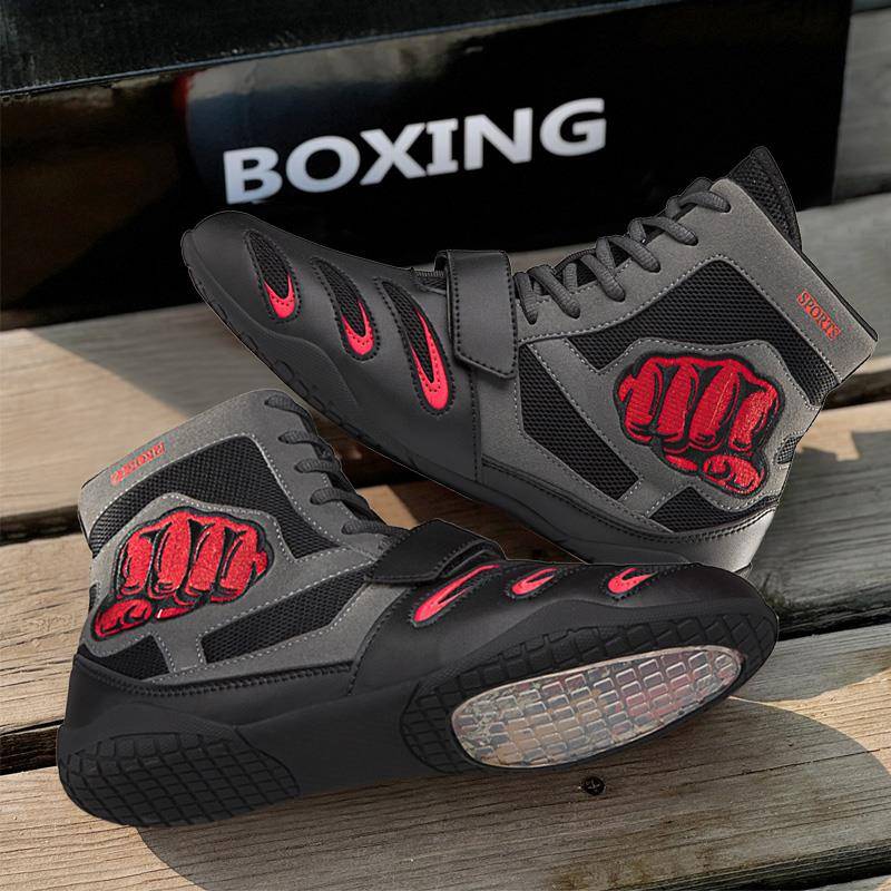 儿童摔跤鞋男拳击鞋散打鞋高帮格斗跆拳道鞋武术训练童女童搏击鞋