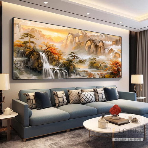 2026新款流水生财钻石画客厅满钻DIY贴钻十字绣日照金山风景大画