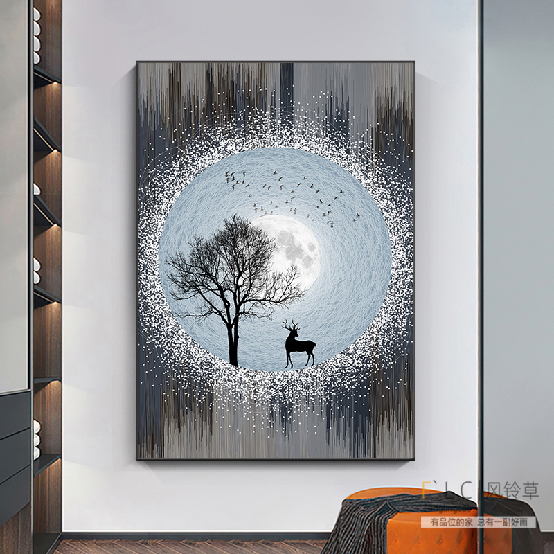 5d钻石画满钻新款发财鹿卧室抽象贴十字绣钻石绣2021客厅玄关过道