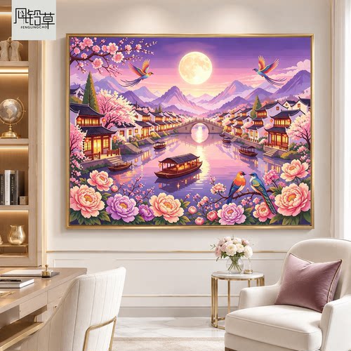 江南水乡风景钻石画新款古韵山水