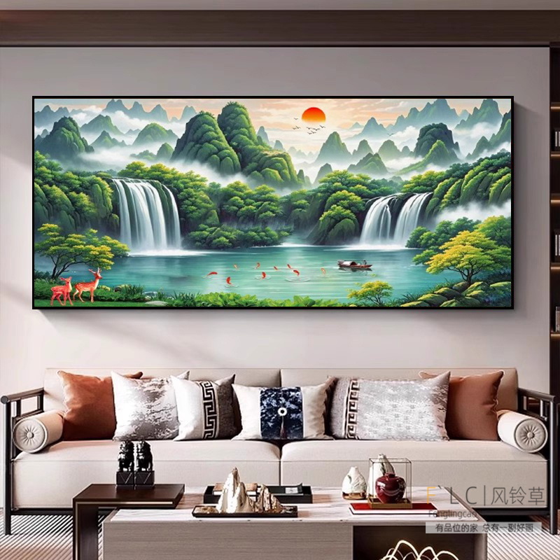 旭日东升聚宝盆5d钻石画新款