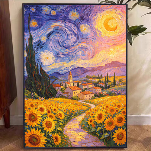 高星空向日葵钻石画风景