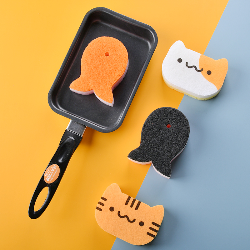 洗碗海绵加厚双面猫咪可爱卡通
