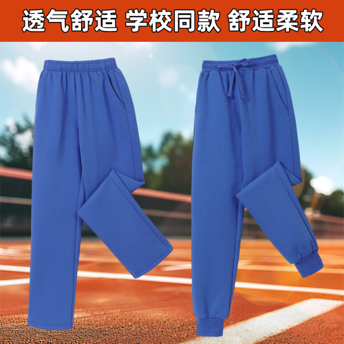 宝蓝直筒束口松紧腰中小学生校裤