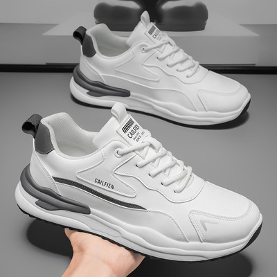 新款透气厚底潮流百搭小白鞋男