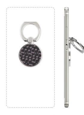 黑底深紫音乐音符手机支架指环多功能黏贴懒人桌面支撑礼品定制定