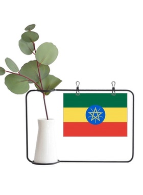 埃塞俄比亚国旗非洲国家象征符号图案金属相框陶瓷花瓶装饰假花仿