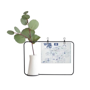 香港地点十八区中国金属相框陶瓷花瓶装饰假花仿真花创意卡片ins