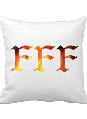 火焰图案FFF团标语方形抱枕靠枕沙发靠垫双面含芯礼物定制简约定