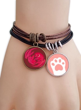 日本红色猫咪礼品原创设计风手链