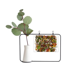 赌场酒吧游戏骰子图案金属相框陶瓷花瓶装饰假花仿真花创意卡片in