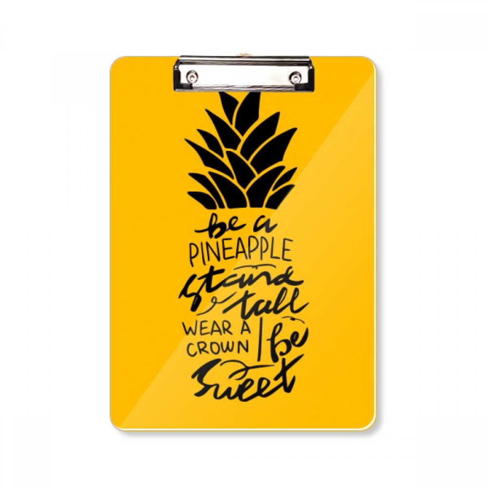 励志的菠萝橙色英文名言平头文件夹书写垫板考试a4板夹纸夹子