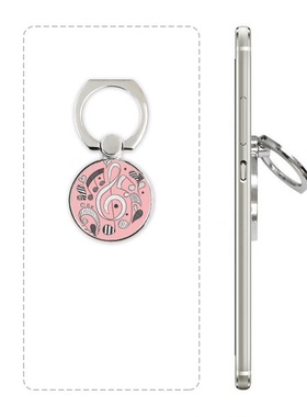 粉红横间音乐音符手机支架指环多功能黏贴懒人桌面支撑礼品定制定