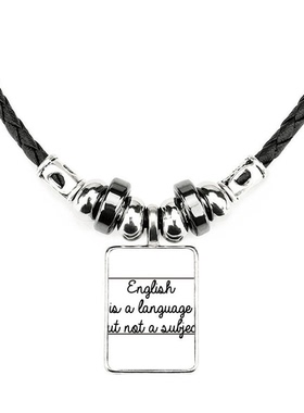 短句英语是一门语言但不是一门学科手工蜡皮绳项链子吊坠饰品合金