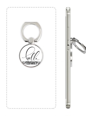 你好二月英文手写艺术手机支架指环多功能黏贴懒人桌面支撑礼品定