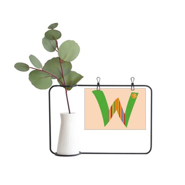 w字母水果有趣可爱插画图案金属相框陶瓷花瓶装饰假花仿真花创意