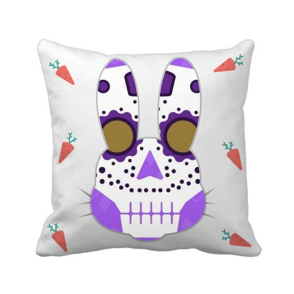 花朵紫眼骷髅头墨西哥文化兔子方形抱枕靠枕沙发靠垫双面含芯礼物