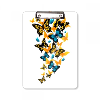 蝴蝶群飞各放异彩剪影图案平头文件夹书写垫板考试A4板夹纸夹子