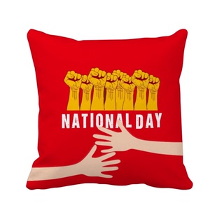 国庆节强大民族拥抱方形抱枕靠枕沙发靠垫双面含芯礼物定制简约定