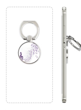 白底紫飞跃音乐音符手机支架指环多功能黏贴懒人桌面支撑礼品定制