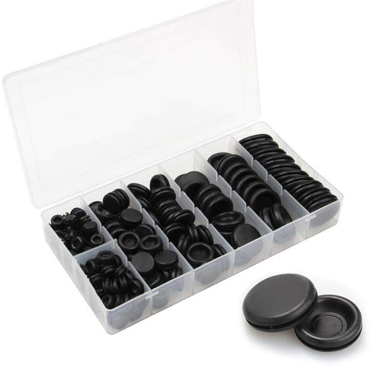 橡胶密封护线圈 125pcs盒装O型护线环修理盒橡胶双面过线圈跨境