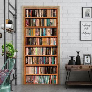 尚易个性 饰墙贴自粘浴室门翻新厂家门贴纸 3D书架入户门衣柜装