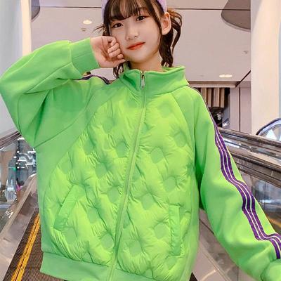 女童轻薄羽绒服针织袖羽绒夹克冬装女学生校服神器保暖抗寒小袄子