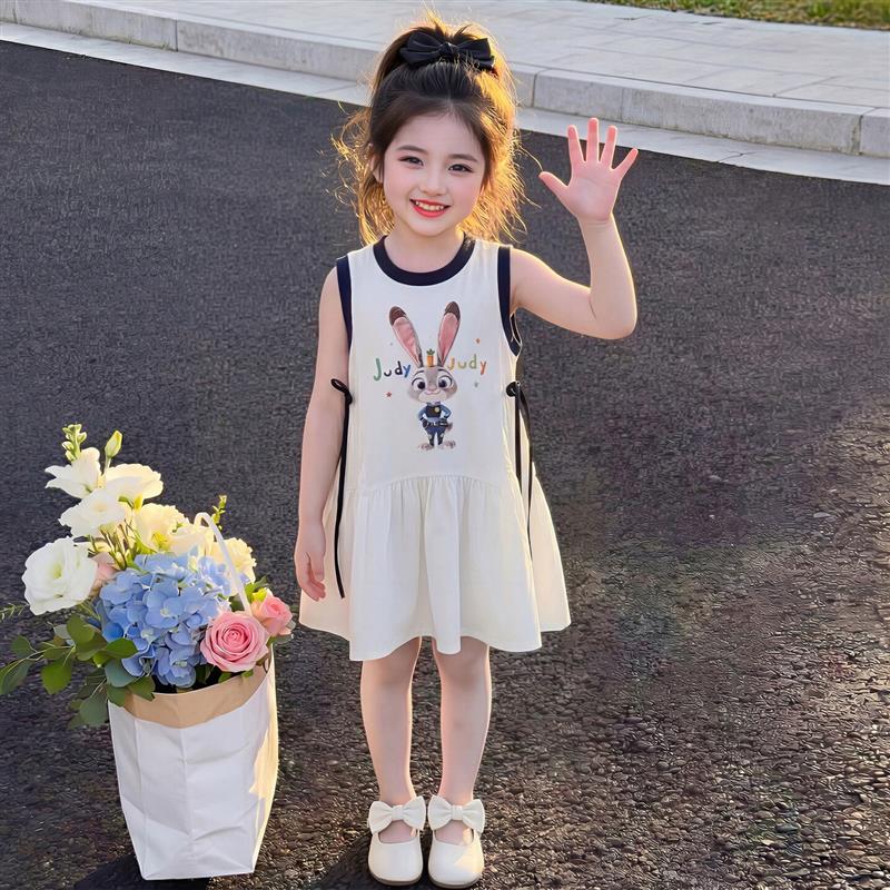 女童洋装夏季洋派女宝兔子警官裙子2026新款儿童夏款无袖公主裙