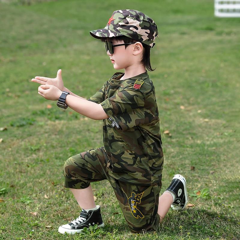 男童夏装酷帅套装儿童军训迷彩服2025夏季宝宝衣服男孩特种兵表演