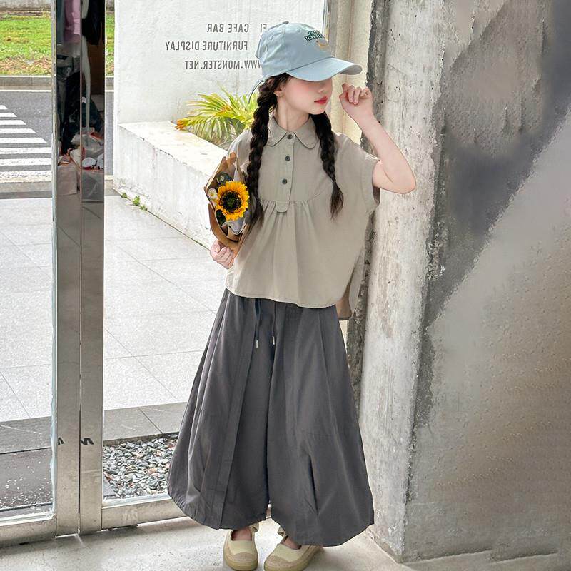 女童夏季棉布套装2026新款洋气女大童夏装短袖儿童韩系穿搭裙裤子