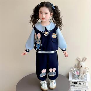 卫衣运动两件套 巨好看女孩宝宝春装 女童兔子警官套装 春秋2026新款
