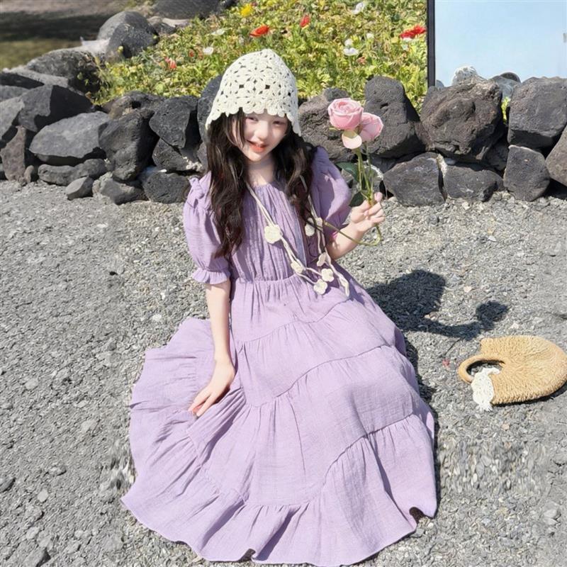 女童夏日巨好看法式洋装2026新款女大童海边度假长裙儿童公主裙