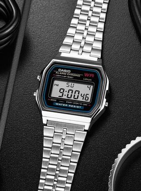 CASIO卡西欧手表小方块复古小金表男女小金块银块手表a158w/a168