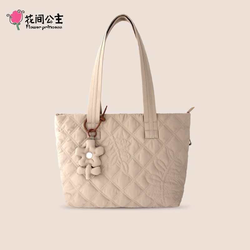 花间公主奶咖软欧包蓬蓬托特包2023秋季绵绵大单肩包女通勤包包